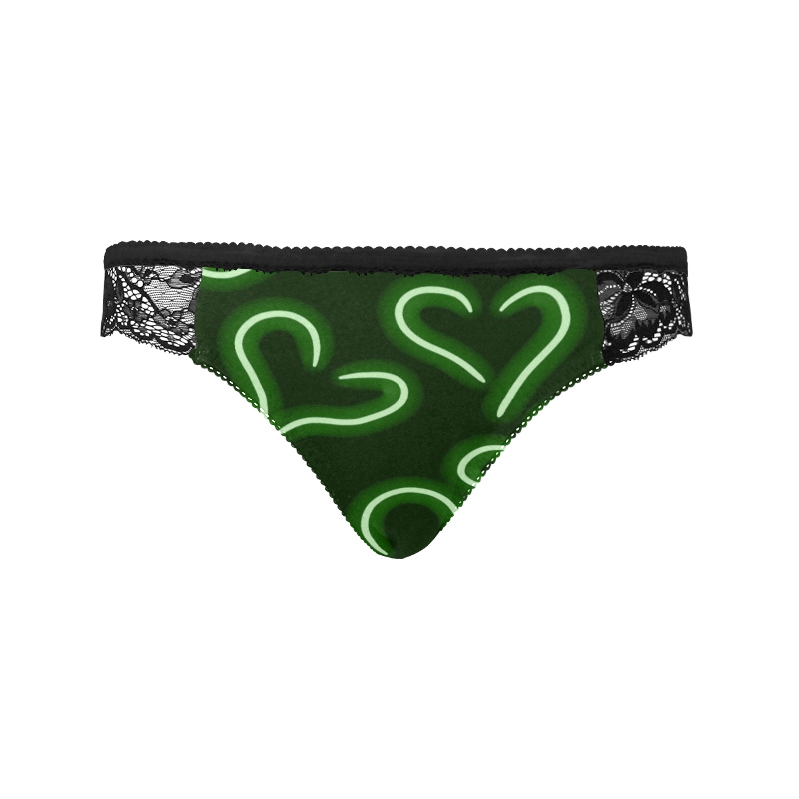 Neon Hearts Green Women's Lace Panty (Model L41)