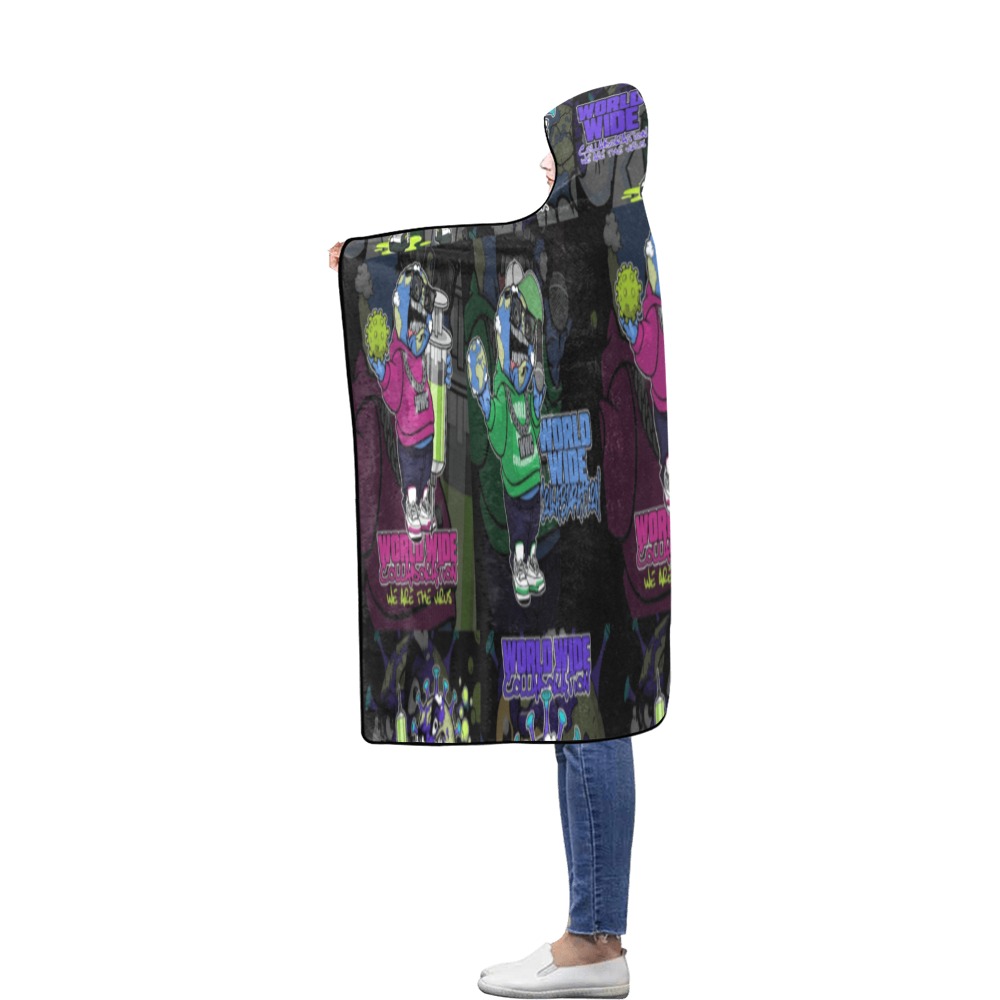 wwcfam Flannel Hooded Blanket 56''x80''