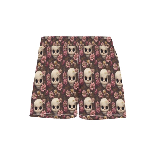 Women's Cute Pink Flower Skull Shorts Women's Casual Board Shorts (Model L54)