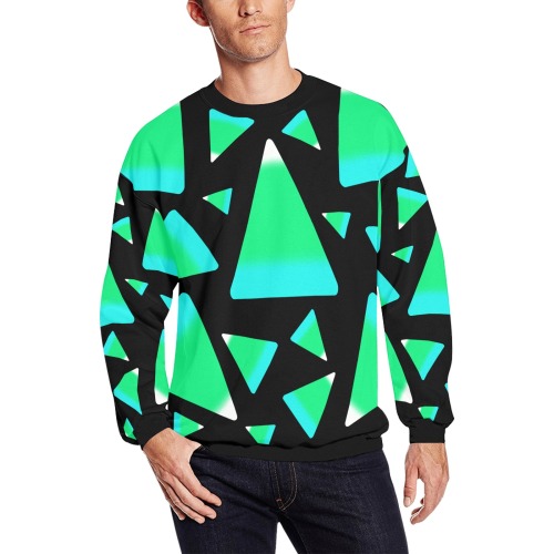 Candy Corn in Greens Men's Oversized Fleece Crew Sweatshirt (Model H18)