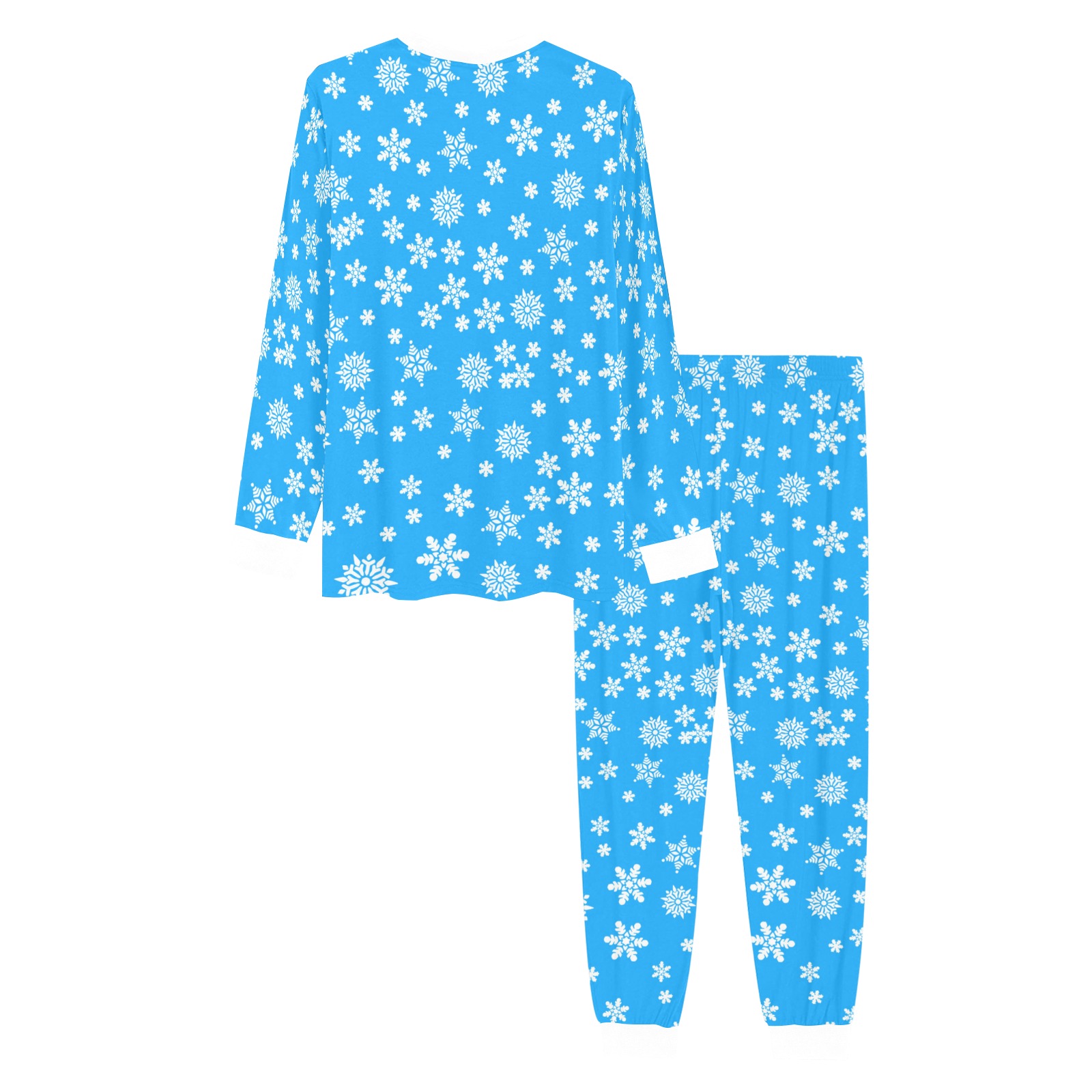 Christmas White Snowflakes on Light Blue Men's All Over Print Pajama Set