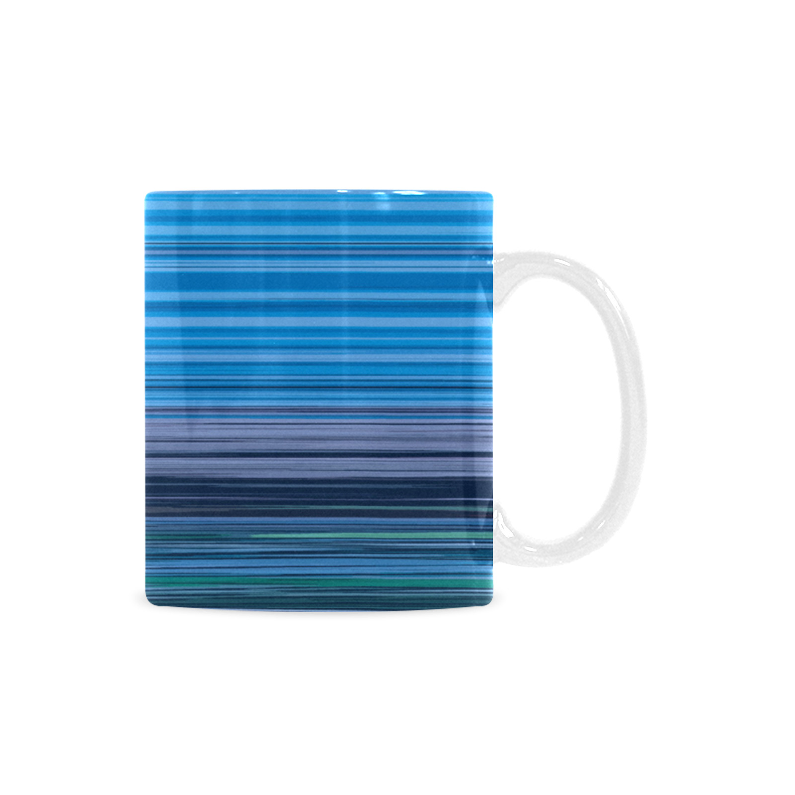 Abstract Blue Horizontal Stripes Custom White Mug (11oz)