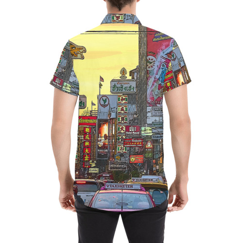 Chinatown in Bangkok Thailand - Altered Photo Men's All Over Print Short Sleeve Shirt (Model T53)