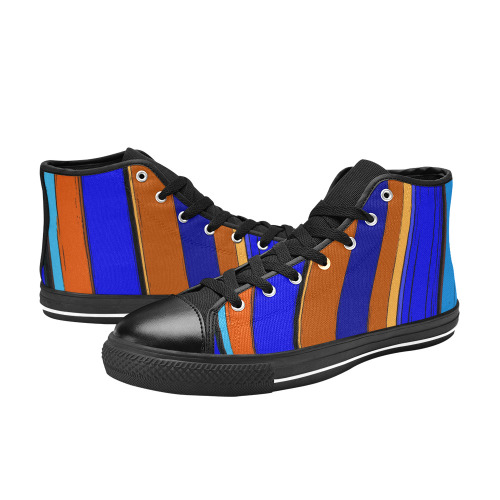 Abstract Blue And Orange 930 High Top Canvas Shoes for Kid (Model 017)