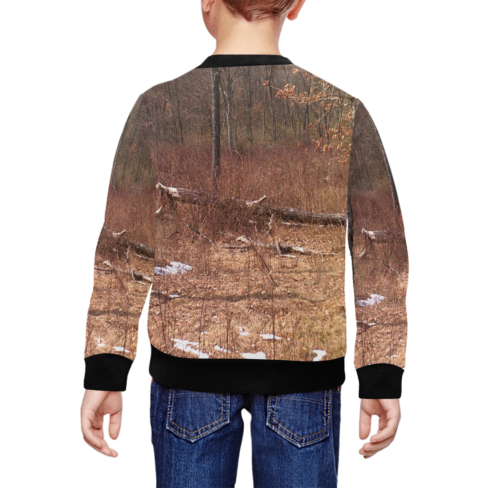 Falling tree in the woods All Over Print Crewneck Sweatshirt for Kids (Model H29)