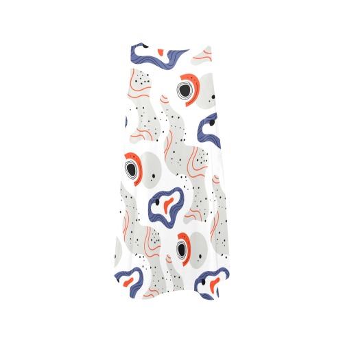 Elegant Abstract Mid Century Pattern Sleeveless A-Line Pocket Dress (Model D57)