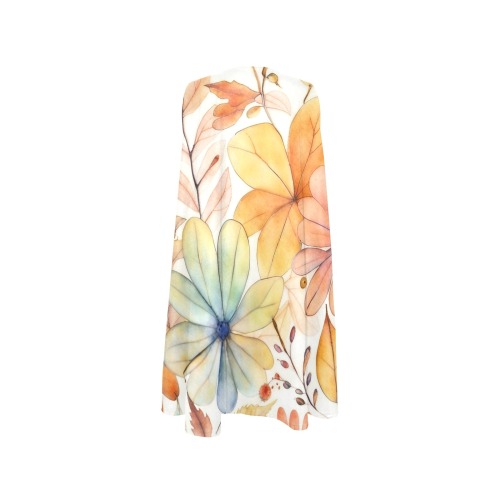 Watercolor Floral 2 Sleeveless A-Line Pocket Dress (Model D57)