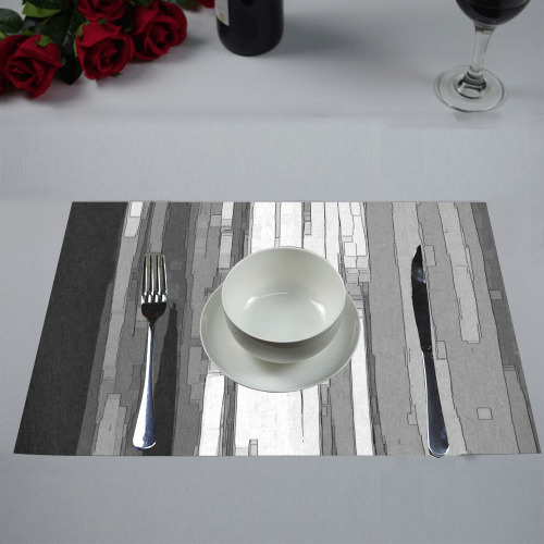 Greyscale Abstract B&W Art Placemat 12’’ x 18’’ (Four Pieces)