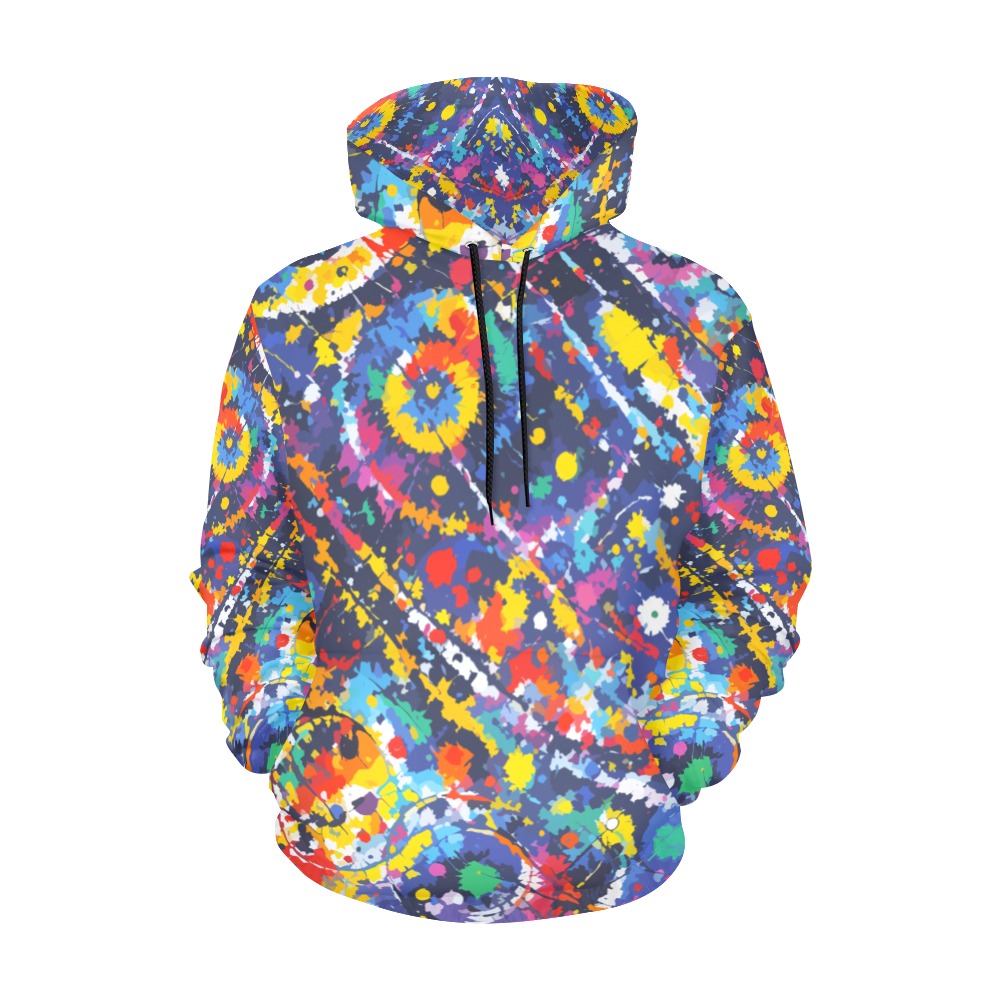 Cool futuristic colorful tie-dye abstract art. All Over Print Hoodie for Men (USA Size) (Model H13)