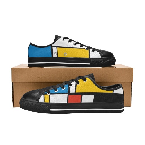 Mondrian De Stijl Modern Women's Classic Canvas Shoes (Model 018)