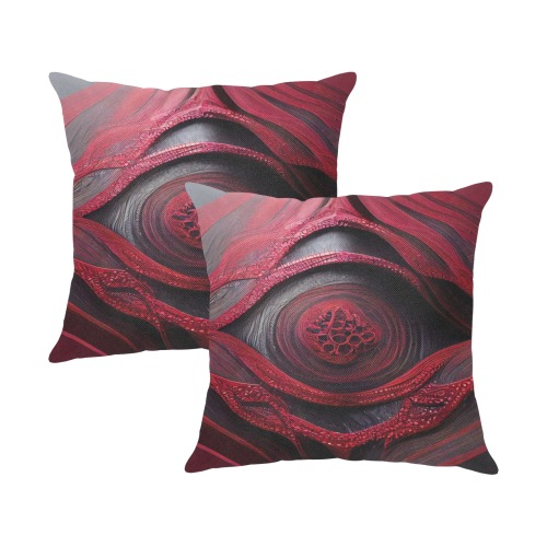 red circular pattern Linen Zippered Pillowcase 18"x18"(One Side&Pack of 2)