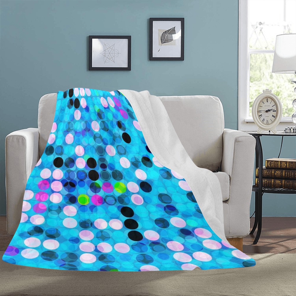 Colorful Blue Dots Ultra-Soft Micro Fleece Blanket 54"x70"