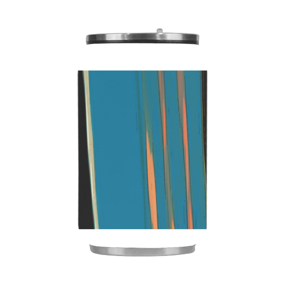Black Turquoise And Orange Go! Abstract Art Stainless Steel Vacuum Mug (10.3OZ)