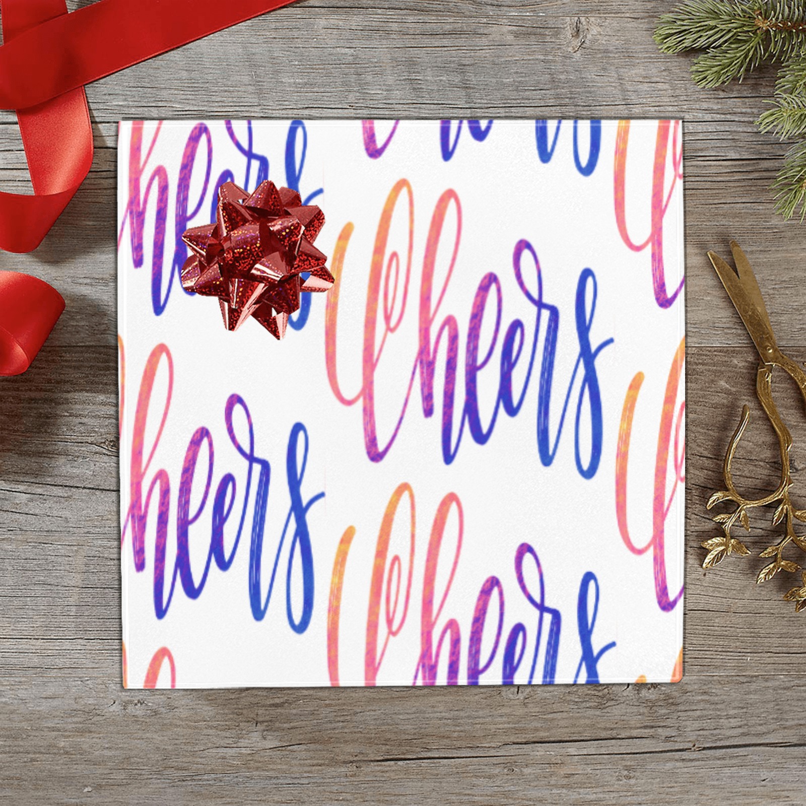 Cheers! Merry Christmas! Gift Wrapping Paper 58"x 23" (2 Rolls)