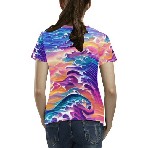 waves_TradingCard All Over Print T-Shirt for Women (USA Size) (Model T40)