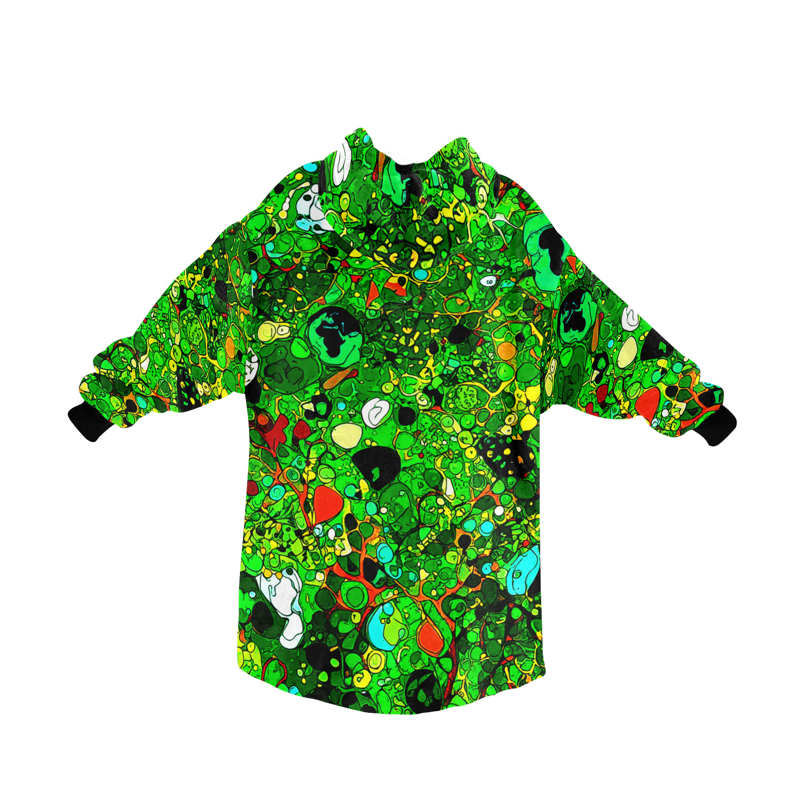 Green Abstract Art 409 Blanket Hoodie for Men