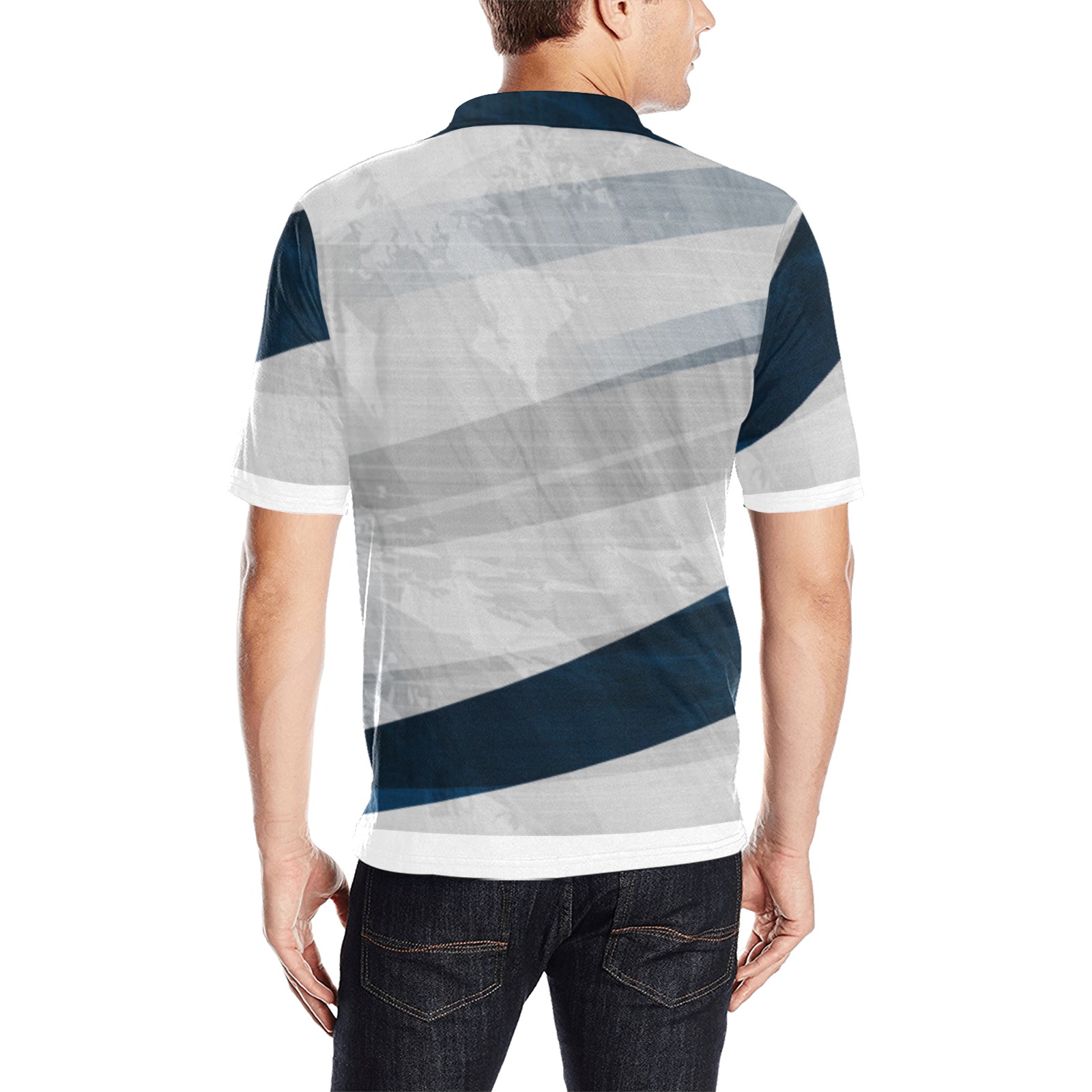 Blue and White stripes Polo Shirt Men's All Over Print Polo Shirt (Model T55)