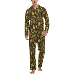 Golden Christmas Icons Men's V-Neck Long Pajama Set