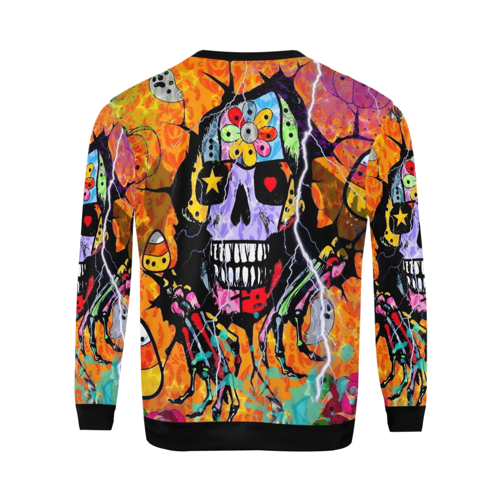 Skull of Halloween by Nico Bielow All Over Print Crewneck Sweatshirt for Men (Model H18)