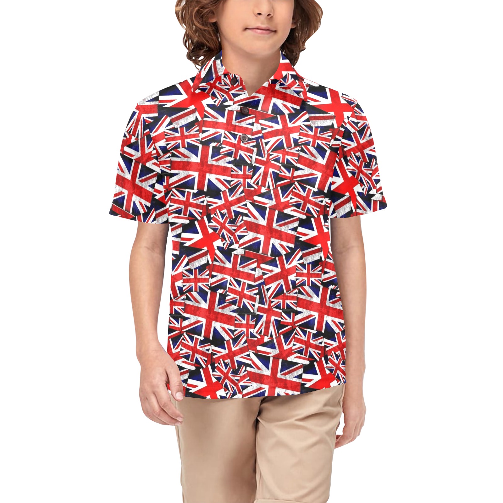 Union Jack British Flag Big Boys' All Over Print Polo Shirt (Model T55)