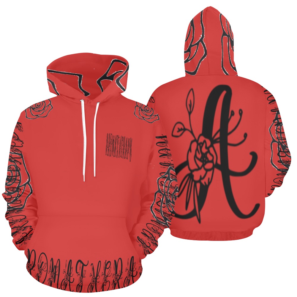 Aromathrapy Apparel Red Graphic  hoodie All Over Print Hoodie for Women (USA Size) (Model H13)