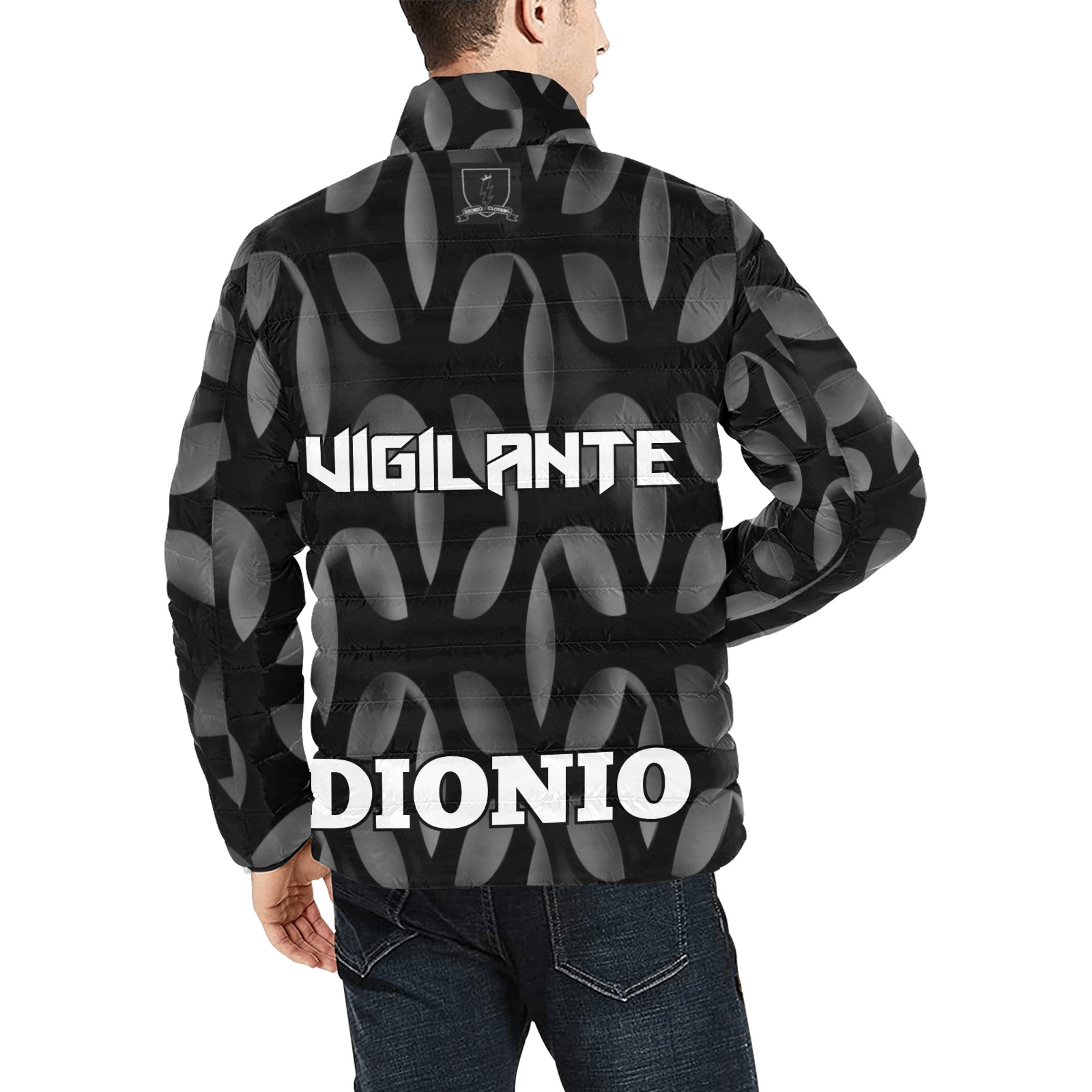 DIONIO Clothing - VIGILANTE II Stand Collar Padded Jacket (Black) Men's Stand Collar Padded Jacket (Model H41)