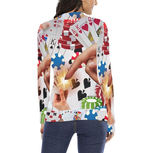 POKER NIGHT TOO Women's All Over Print Mock Neck Sweatshirt (Model H43)