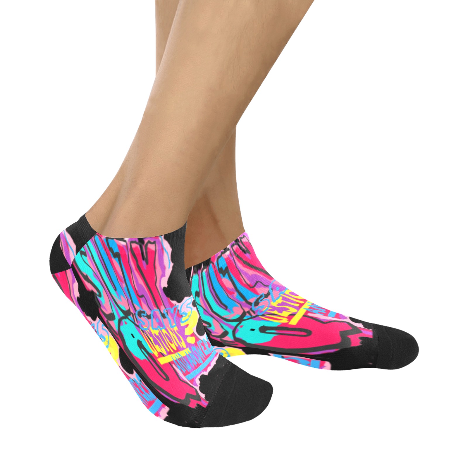 SUZY.Q.LOGO.BLK.BLKTRM Women's Ankle Socks