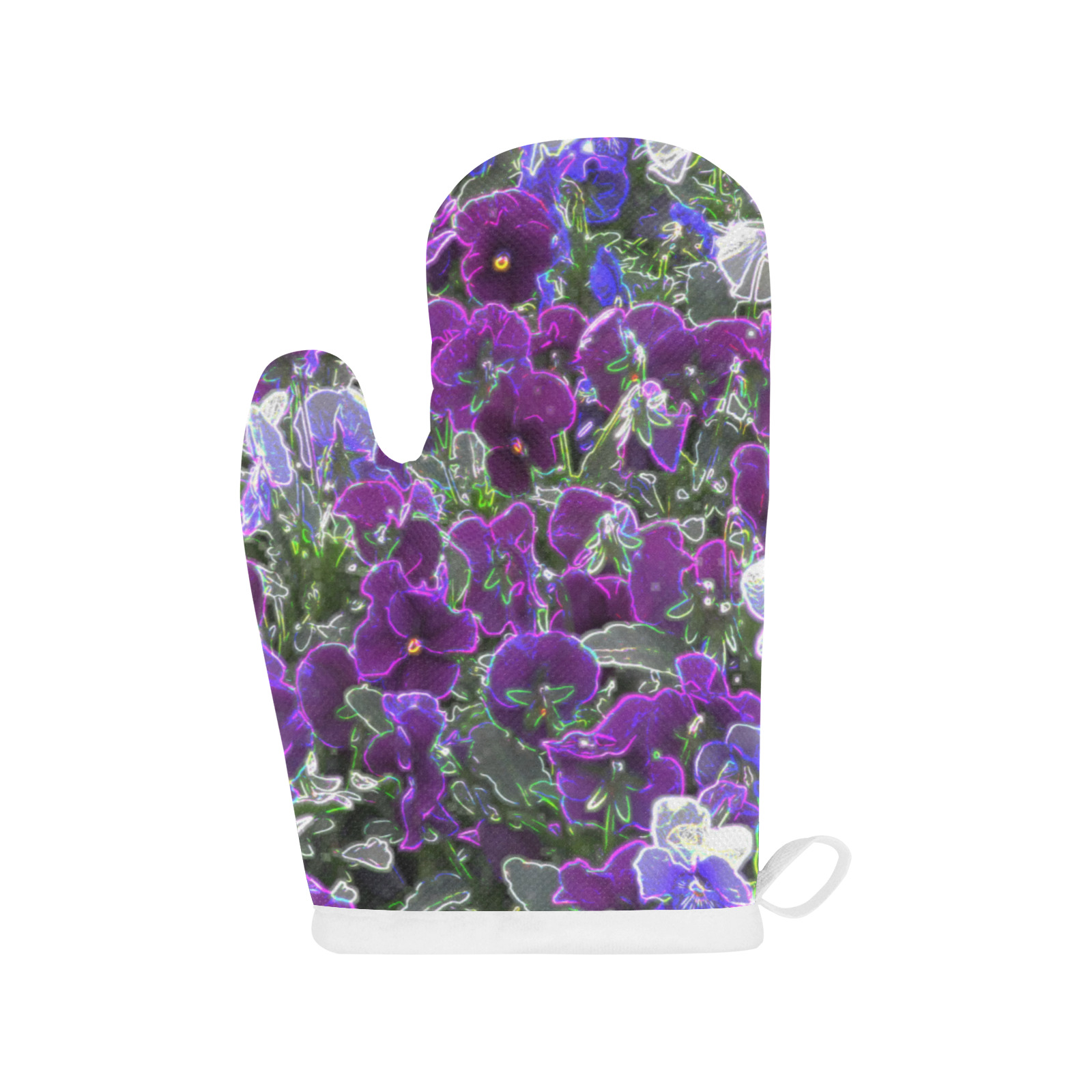 Field Of Purple Flowers 8420 Linen Oven Mitt (Two Pieces)