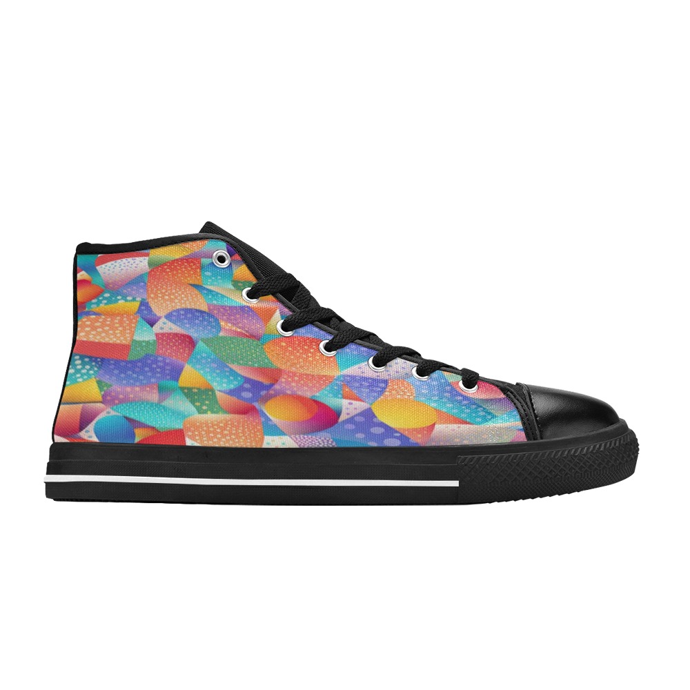 Sunset Ocean Waves Women's Classic High Top Canvas Shoes (Model 017)