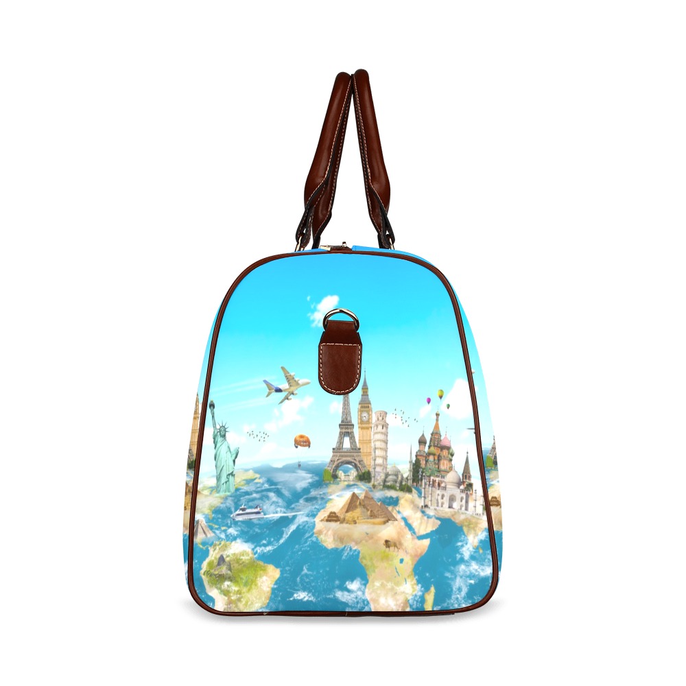 Famous monuments of the world grouped together on planet Earth Travel bag Waterproof Travel Bag/Large (Model 1639)