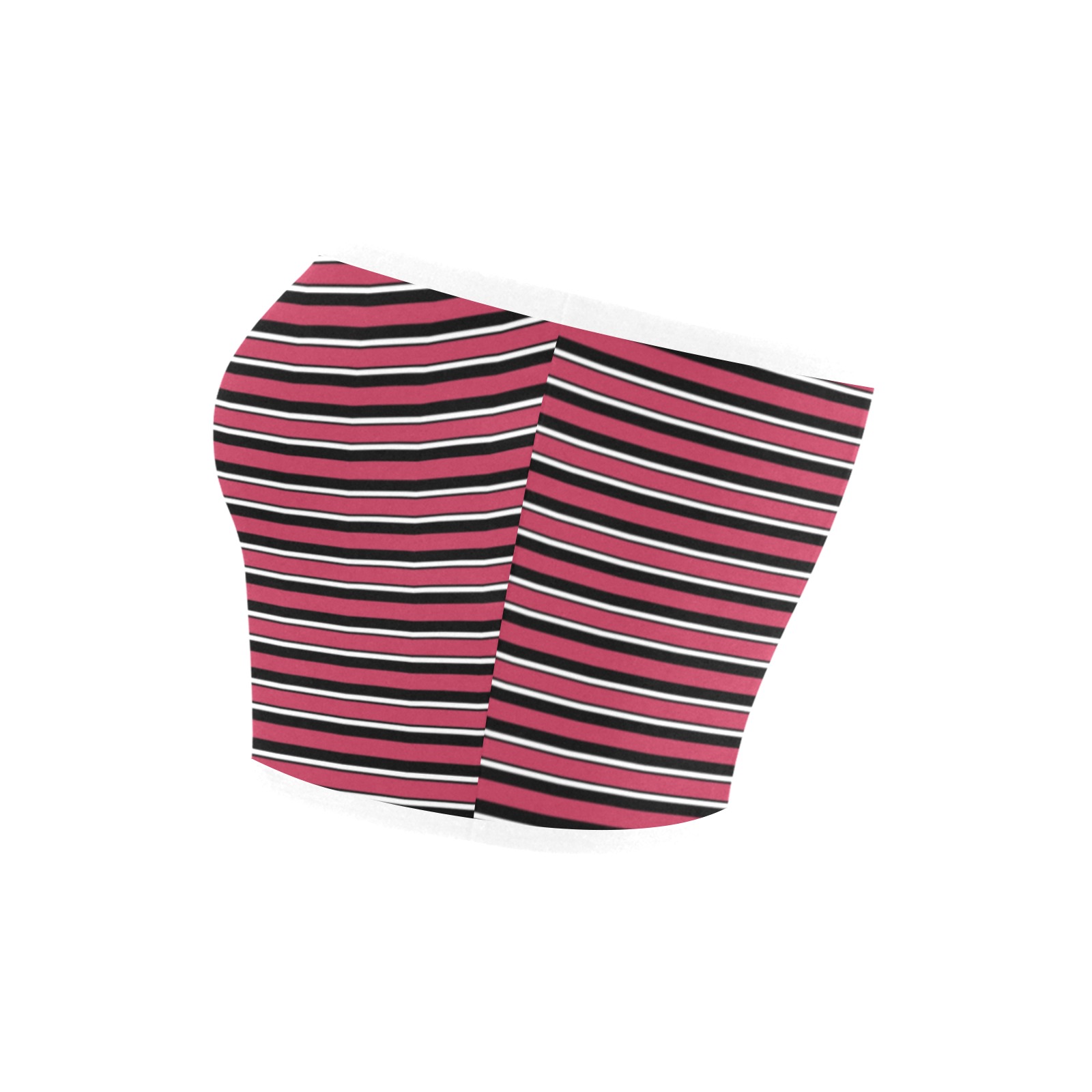 Magenta, Black and White Stripes Bandeau Top