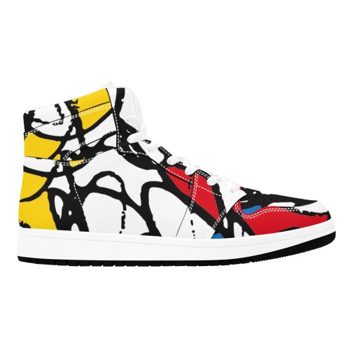 Mondrian Doodle Scribble Men's High Top Sneakers (Model 20042)