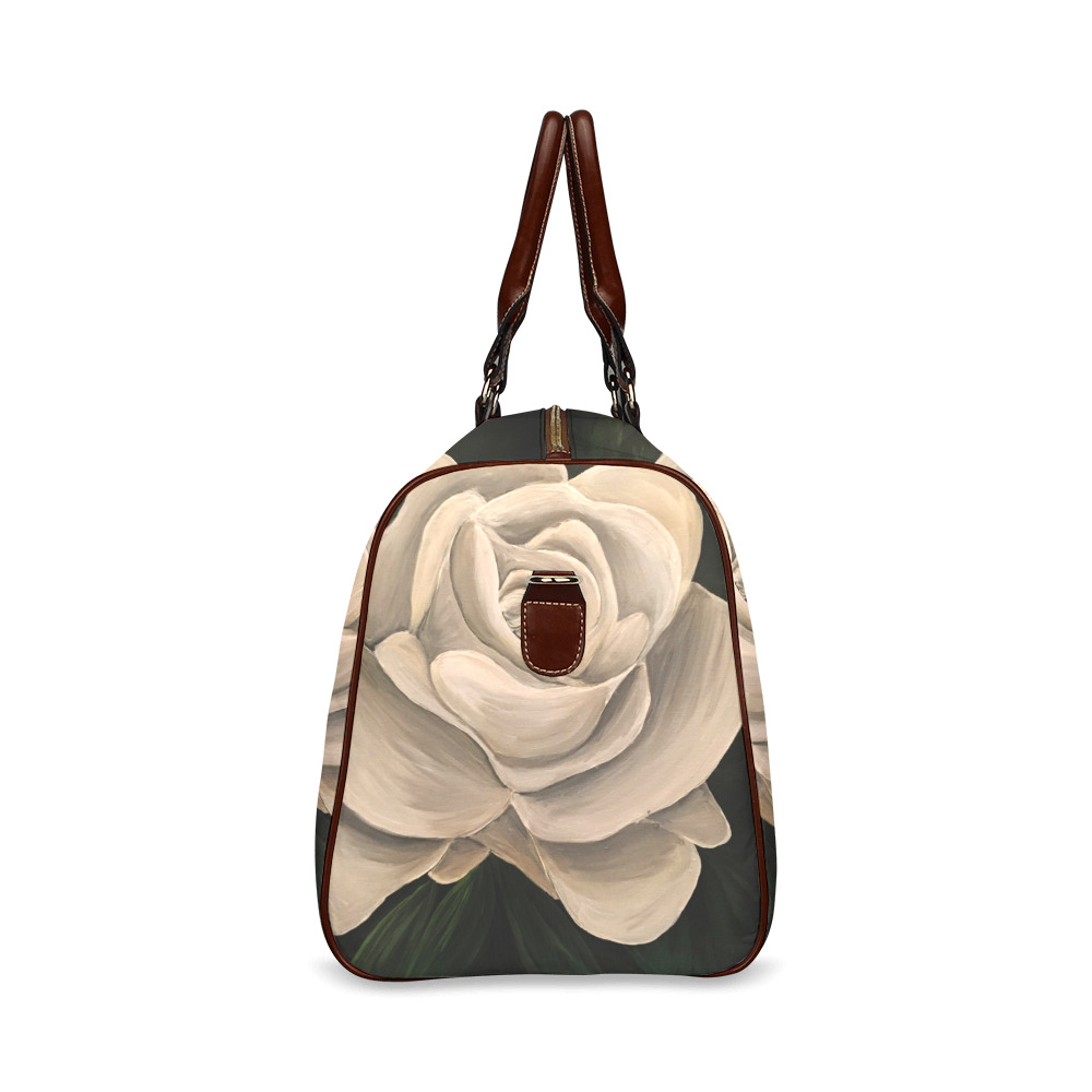 White Rose Waterproof Travel Bag/Large (Model 1639)