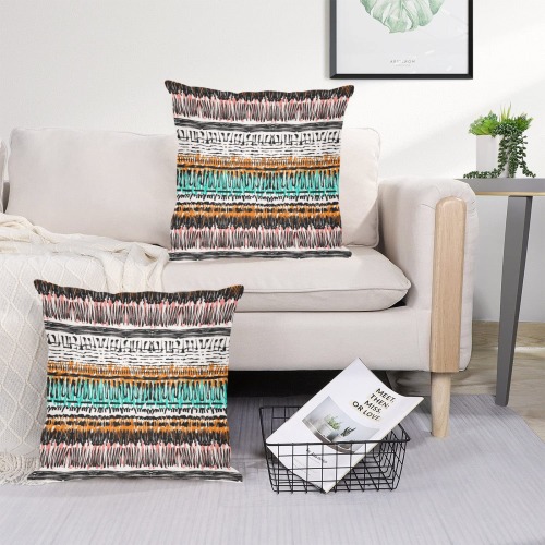 Abstract modern path stripes-964 Linen Zippered Pillowcase 18"x18"(Two Sides&Pack of 2)