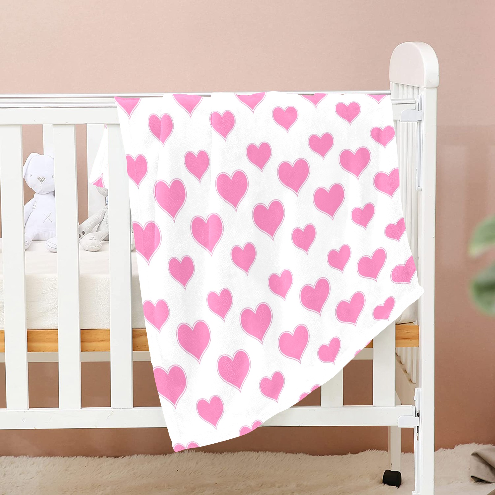 Valentine Hearts Baby Blanket - Small, 30x40 Baby Blanket 30"x40"