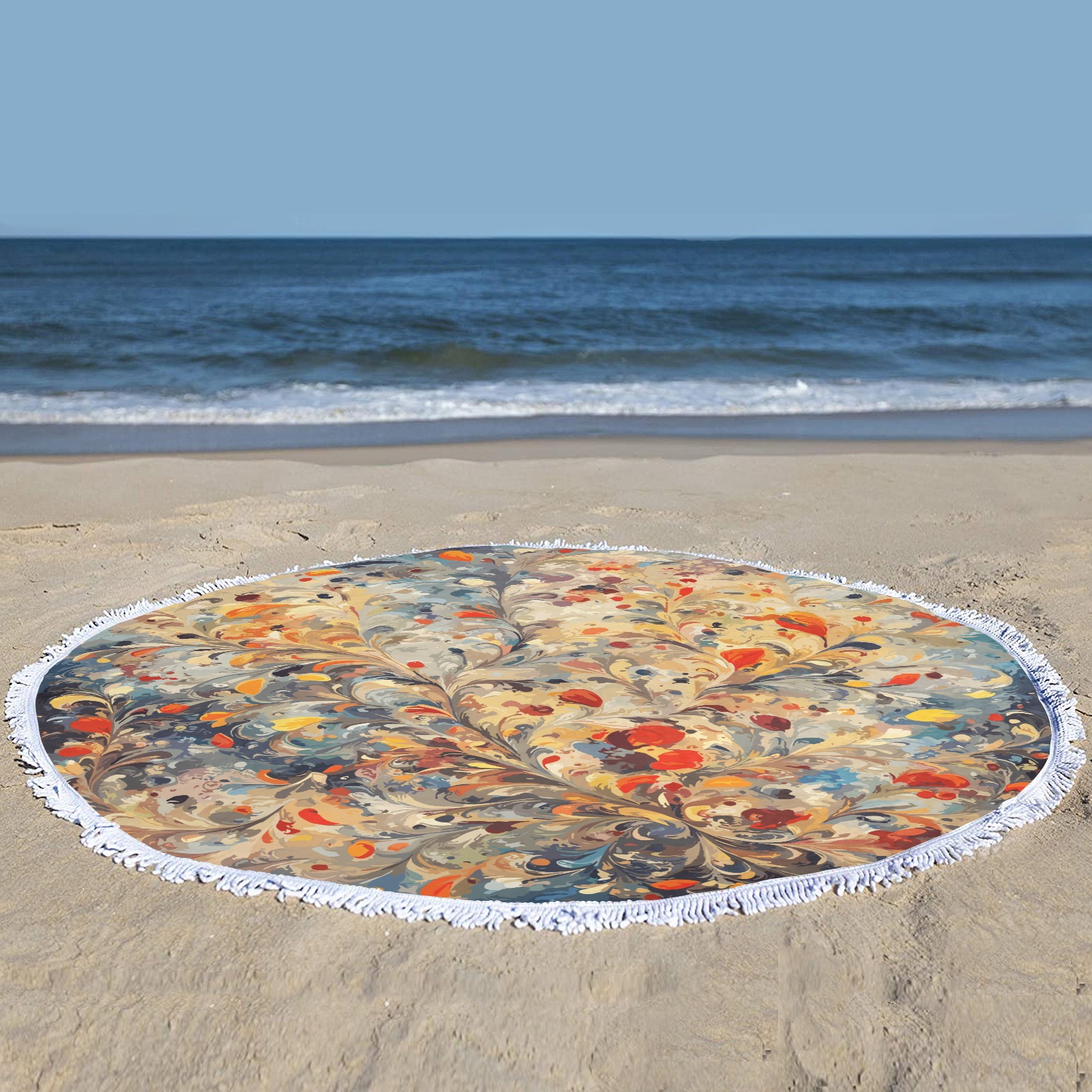 Charming floral ornament. Elegant decorative art Circular Beach Shawl Towel 59"x 59"