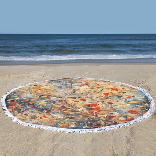 Charming floral ornament. Elegant decorative art Circular Beach Shawl Towel 59"x 59"
