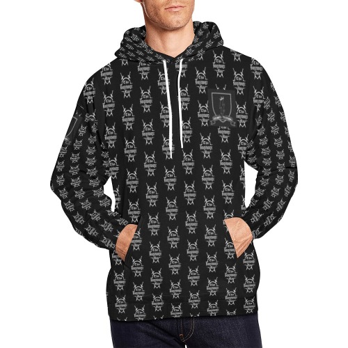 DIONIO Clothing - Tha Boogiewoogie Man Black & White Repeat Crossswords Logo) Hoodie All Over Print Hoodie for Men (USA Size) (Model H13)