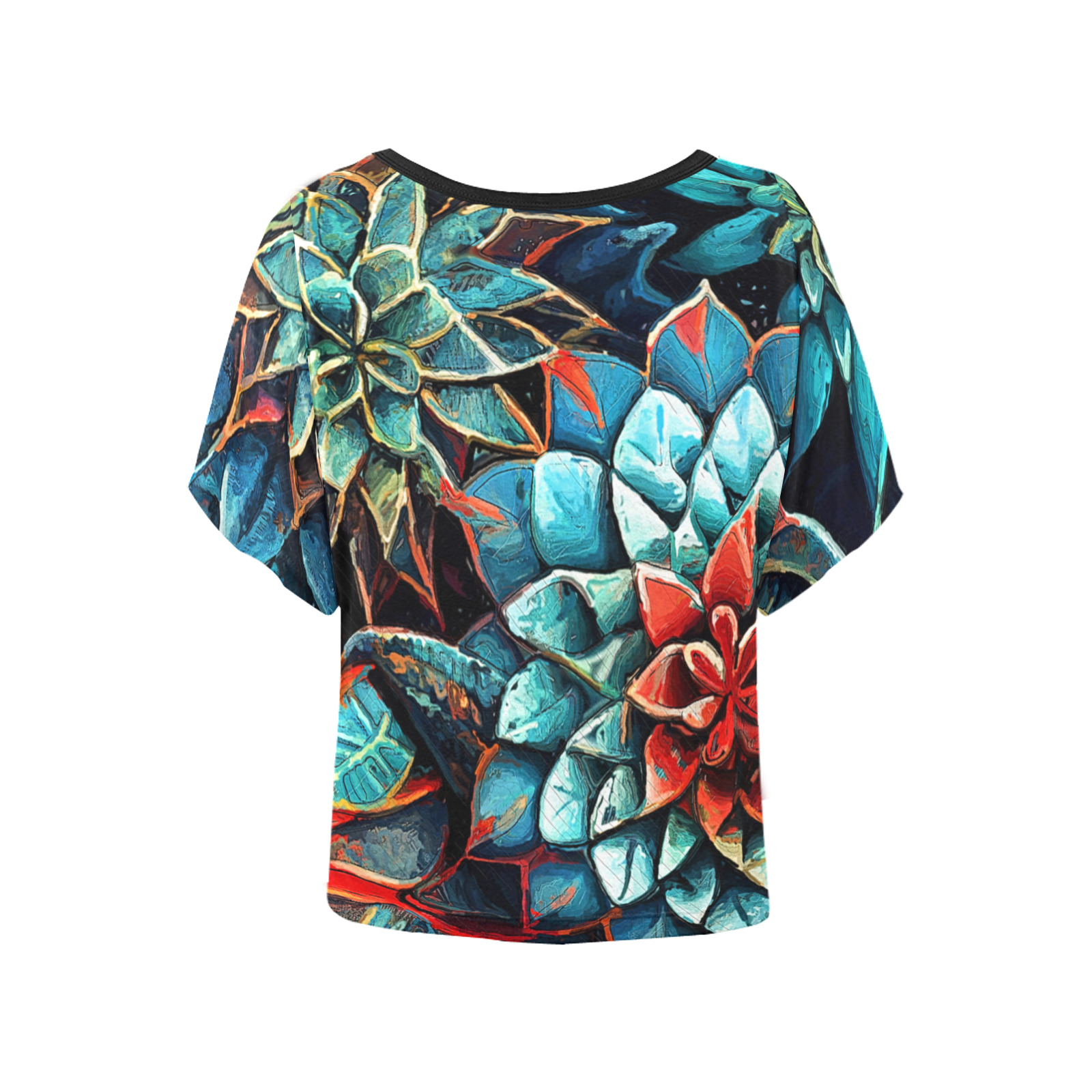 flowers botanic art (8) all over print tshirt Women's Batwing-Sleeved Blouse T shirt (Model T44)