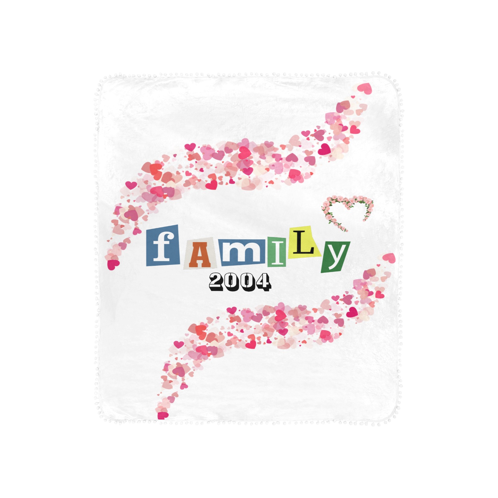 Family 2004 Blanket Pom Pom Fringe Blanket 30"x40"