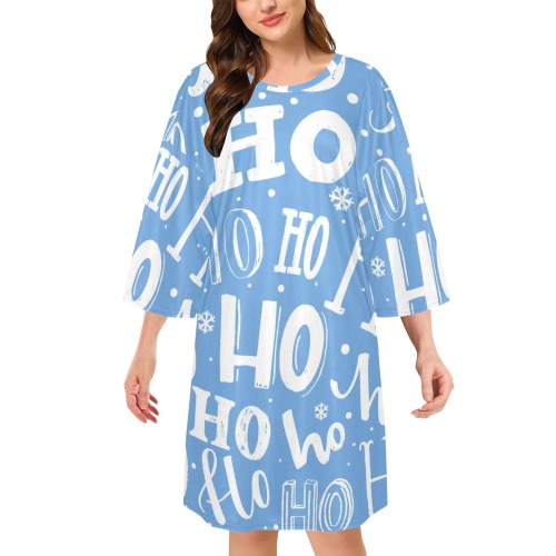 Cute Christmas Night Shirt - Ho Ho Ho Women's Oversized Sleep Tee (Model T74)
