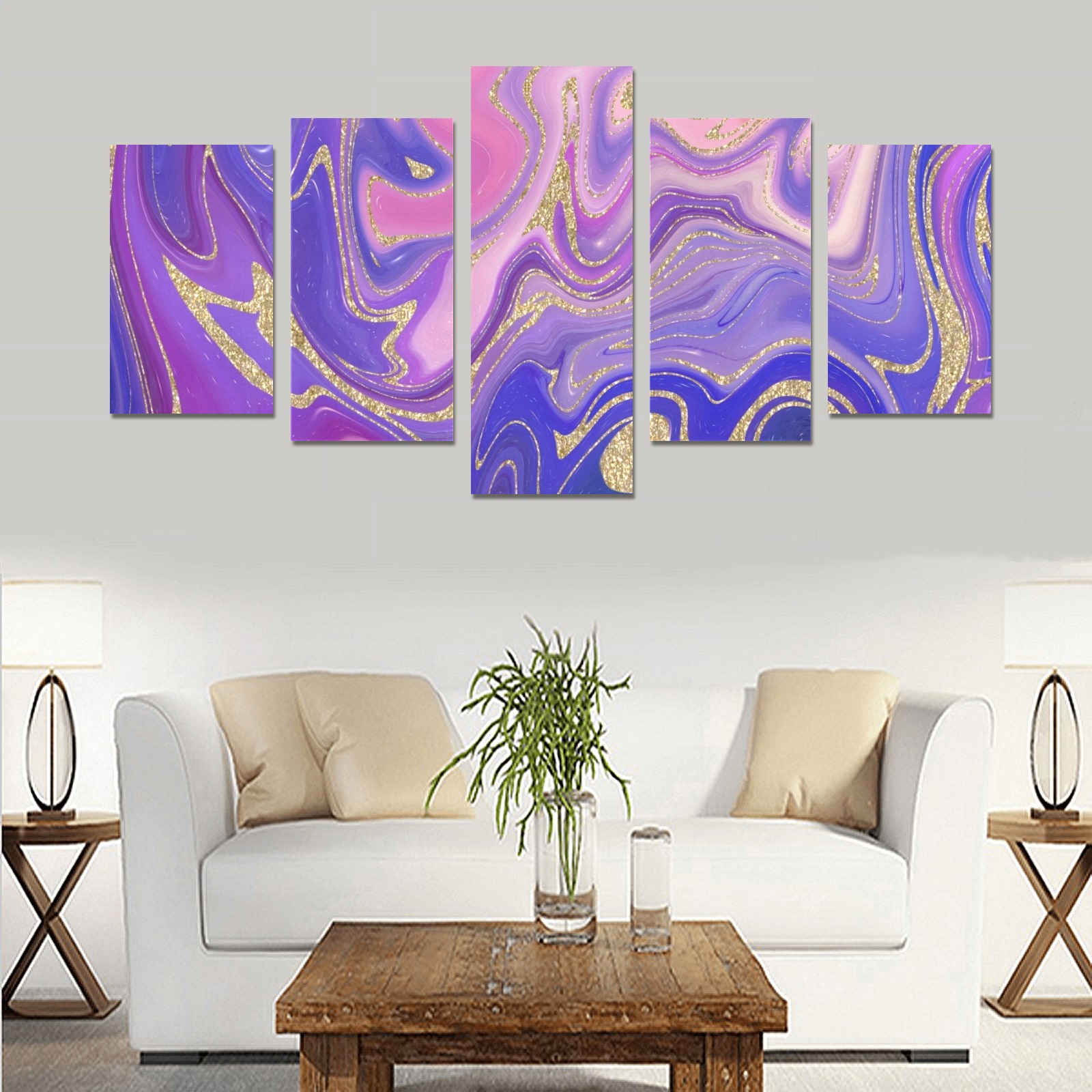 Pink and Purple Abstract Canvas Print Sets C (No Frame)