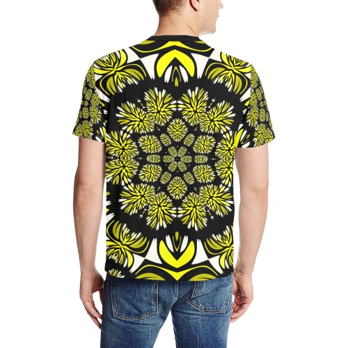 opulence yellow glow Men's All Over Print T-Shirt (Solid Color Neck) (Model T63)