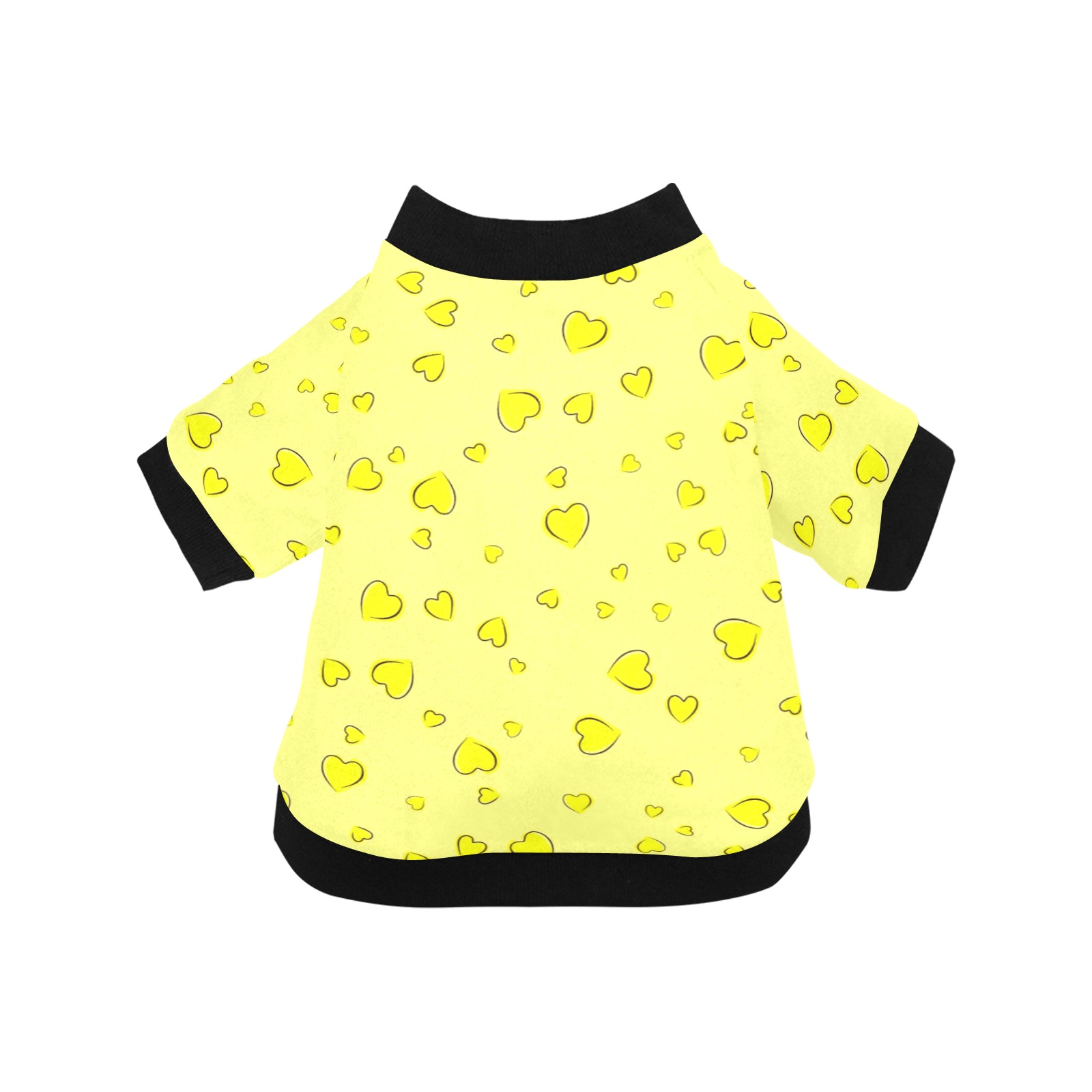 Yellow Hearts Floating on Yellow Pet Dog Round Neck Shirt