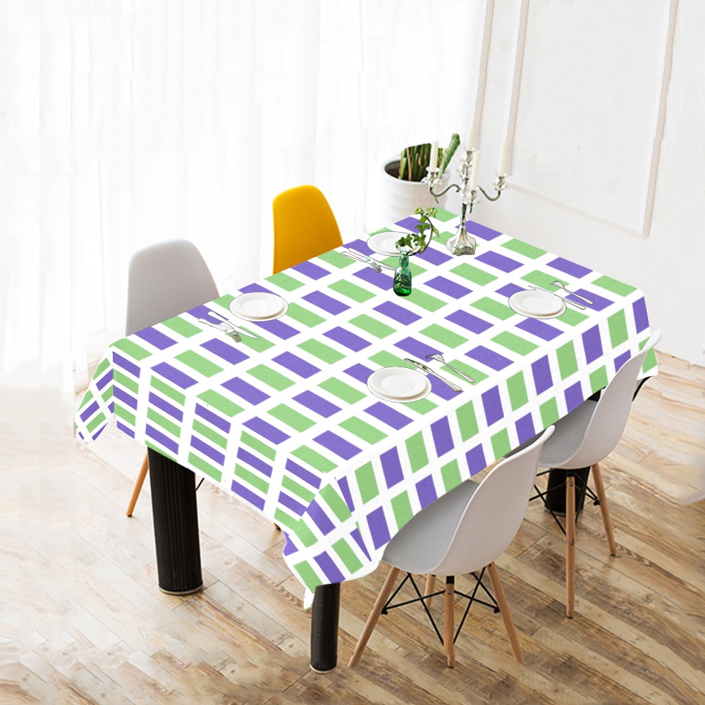 blue and green Cotton Linen Tablecloth 52"x 70"