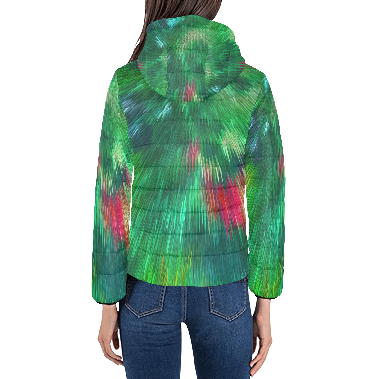 Colorful Abstract Hoodie Women's Padded Hooded Jacket (Model H46)
