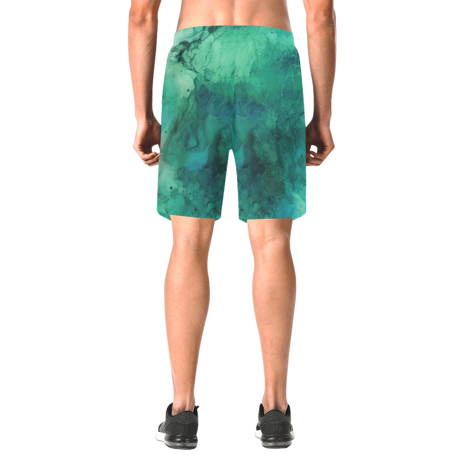 CG_a_green_and_blue_textured_surface_in_the_style_of_fluid_ink__8ea3f316-602e-4f64-bcf8-c283f84ca5b3 Men's All Over Print Elastic Beach Shorts (Model L20)