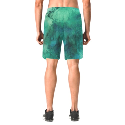 CG_a_green_and_blue_textured_surface_in_the_style_of_fluid_ink__8ea3f316-602e-4f64-bcf8-c283f84ca5b3 Men's All Over Print Elastic Beach Shorts (Model L20)