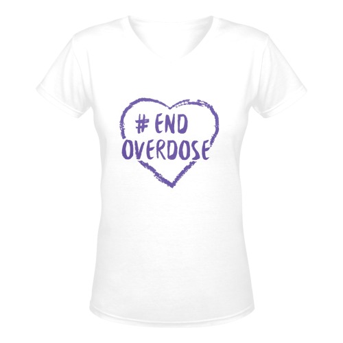 EndOD Heart Wh Women's Deep V-neck T-shirt (Model T19)